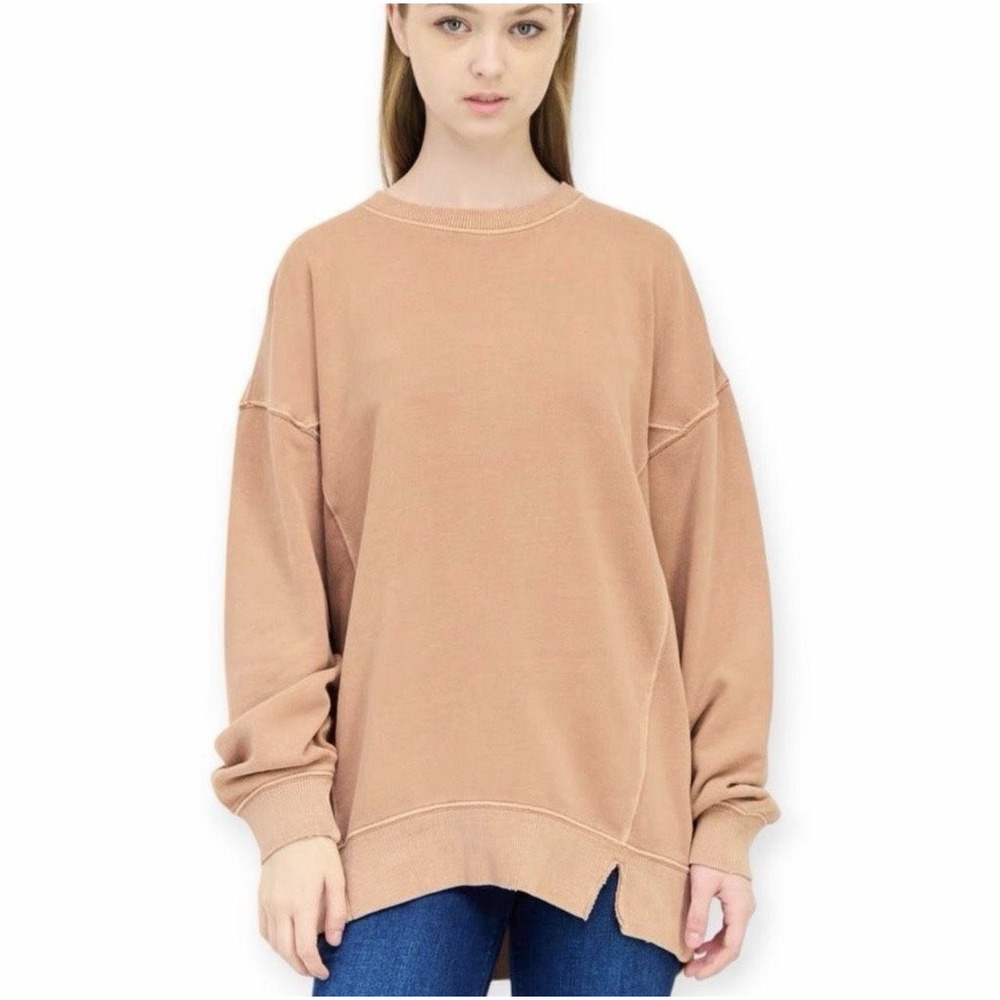 Aerie Free Sprit Crew Neck Sweater XL Peach Cotton Relaxed Fit Casual